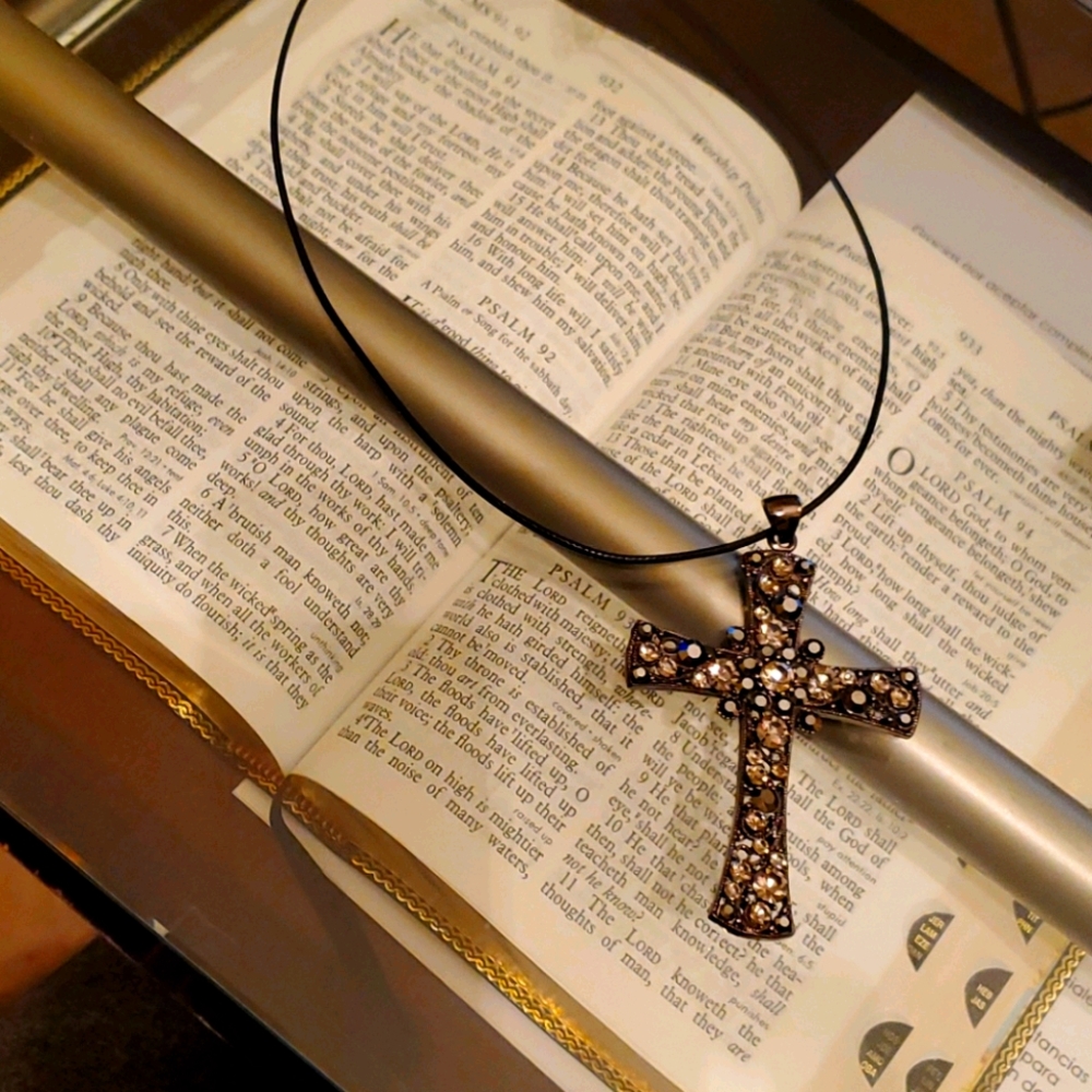 Black rhinestone cross